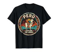Peru Explore the Andes Llama Travel Vintage Value Graphic T-Shirt, Men, Black, L