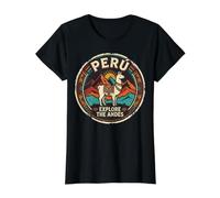 Peru Explore the Andes Llama Travel Vintage Value Graphic T-Shirt, Women, Black, M