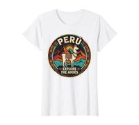 Peru Explore the Andes Llama Travel Vintage Value Graphic T-Shirt, Women, White, L