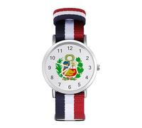 Peru-Flag Logo Funny Wrist Watches for Men Women Casual Braided Strap Easy Reader for Work Workout