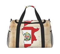 Peru flag map 03 print Travel Duffle Bag Gym Bag for Women,Puffer Tote Bag,Weekender Overnight Bag Organizer, Black, One Size