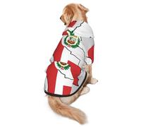 Peru Flag Map Dog Hoodie for Medium Large Dogs, Warm Soft Pet Sweatshirt, Easy to Wear Jumper Clothes