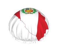 Peru Flag Map Print Bath Hair Cover For Women Reusable Double Waterproof Layers Shower Caps For Women Ladies