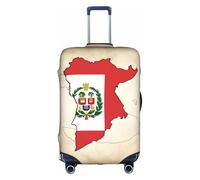Peru Flag Map Print Travel Elastic Suitcase Luggage Baggage Cover Protector, Washable And Anti-Scratch, White, XL