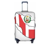 Peru Flag Map Print Travel Elastic Suitcase Luggage Baggage Cover Protector, Washable And Anti-Scratch, White, M