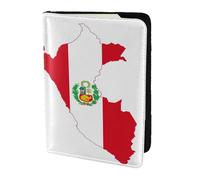 Peru Flag Map print Travel Wallet Passport Holder Case for Family Leather Passport Cover for Men Women, Black, One Size