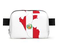 Peru Flag Map Print Unisex Waist Bag Wear-Resistant Belt Bag Hip Bag with Adjustable Strap for Hiking and Travel