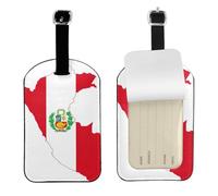 Peru Flag Map Printed Leather Luggage Tag, Durable Baggage Identifier, Soft PU ID Label, for Business Travel