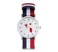 Peru Flag Map Woven Strap Watch Multicolor Wristwatch Easy Reader Analog Watches for Men Women Birthday Gift