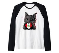 Peru Flag Peruvian Roots Cat Heart Peruvian Pride Raglan Baseball Tee