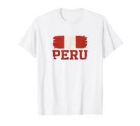 Peru Flag Typography | Peruvian Pride - Vintage Grunge Value Graphic T-Shirt, Men, White, XL