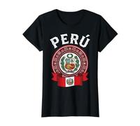 Peru Heritage National Flag Andean Pattern Ring Value Graphic T-Shirt, Women, Black, XS
