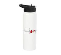 Peru Map Heartbeat EKG Pulse Peruvian Flag Peruvian Pride Stainless Steel Insulated Water Bottle