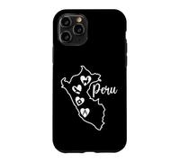 Peru Map Outline with Cultural Heart Icons Case for iPhone 11 Pro
