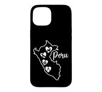Peru Map Outline with Cultural Heart Icons Case for iPhone 15