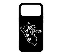 Peru Map Outline with Cultural Heart Icons Case for iPhone 17 Pro Max