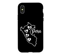 Peru Map Outline with Cultural Heart Icons Case for iPhone X/XS