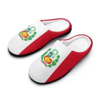 Peru Peruvian Flag Slippers Women Winter Warm Cotton Hotel Slippers Anti-Slip Indoor Slip-Ons House Shoes 7-8（39-40