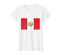 Peru Peruvian Flag Vintage Peruvian Pride Peruvian Roots Value Graphic T-Shirt, Women, White, M