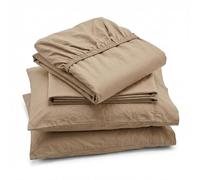 Peru Pima, Bedding Bed Sheets Set with 4 Pieces, 415 Thread Count, Percale, 100% Peruvian Pima Cotton, Hotel Luxury Quality, Extra Soft and Cooling Sheets, Queen Size, Latte Solid Color