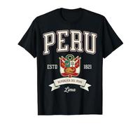 Peru Republic Vintage Collegiate Flag Lima ESTD 1821 Value Graphic T-Shirt, Men, Black, S