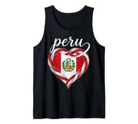 Peru Script and Patriotic Heart Flag with Interwoven Ribbon Tank Top