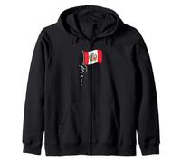 Peru Signature Flag Pole - Elegant Patriotic Peruvian Flag Zip Hoodie