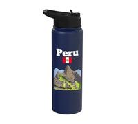 Peru Souvenir Inca Machu Picchu Peru Flag Andes Mountains Stainless Steel Insulated Water Bottle