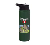 Peru Souvenir Inca Machu Picchu Peru Flag Andes Mountains Stainless Steel Insulated Water Bottle