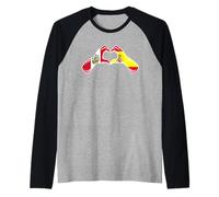 Peru Spain Flag - Peruvian Spanish Heart Raglan Baseball Tee