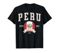 Peru Vintage Collegiate Logo National Flag Lima Value Graphic T-Shirt, Men, Black, M