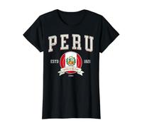 Peru Vintage Collegiate Logo National Flag Lima Value Graphic T-Shirt, Women, Black, XL