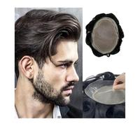 Perücke Herren Men Toupee Australia-Double Layers Lace with PU Base Wig 7×9" Breathable Male Hair Prosthesis 130% Density Natural Human Hair Systems Units Herren Perücken