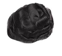 Perücke Herren PU Reinforce Around Men's Toupee Human Hair Male Hair Prosthesis Breathable Mono Lace Herren Perücken(Off Black,7x10)