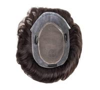 Perücke Herren Replacement Clip in Male Hairpieces Men's Human Hair Toupee French Lace Top with PU Around Hairs Herren Perücken(1B#,7x10)