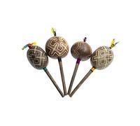 Peruvian Amazon Shipibo Jungle Aya, Life, Death & Renew Symbol Rattle (4-5" Large) Black
