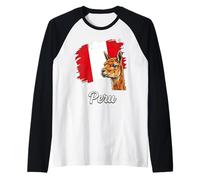 Peruvian Llama Flag South America Travel Raglan Baseball Tee