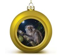 Peruvian Night Monkey Christmas Ornaments Balls Shatterproof Large Xmas Tree Decorations Balls Golden Decorative Hanging Ball for Farmhouse Home Fireplace Decor Holiday Party Favors