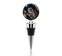Peruvian Night Monkey Wine Bottle Stopper Decorative Vacuum Silicone Wine Stopper with Beautiful Art Glass Reusable Beverage Bottle Sealer Keeps Fresh