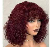 Peruvian Short Pixie Bob Human Hair Wig With Bangs Jerry Curly Highlight Honey Blonde Wig For Women