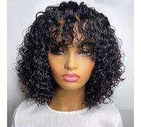 Peruvian Short Pixie Bob Human Hair Wig With Bangs Jerry Curly Highlight Honey Blonde Wig For Women