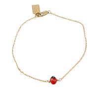 Peruvian Souvenir Gift Adjustable Bracelet - Meaningful Good Luck Huayruro Red Black Seed by Evelyn Brooks, Yellow Gold