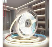 PERVADEO 12V COB LED Strip Lights 10M/32.8ft, 6000K Cool White 8mm Width LED Strips Super Bright LED Tape Lights Uniform Dotless for Bedroom Under Cabinet Kitchen DIY Lighting(No Power Supply)