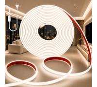 PERVADEO 230 V COB LED Strip Waterproof IP65 Self-Adhesive Strip Outdoor Tube Light Strip Strip 320 LEDs S/M Outdoor Light Tube with Power Supply for Indoor Outdoor Use Neutral White 5 m