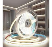 PERVADEO 24V COB LED Strip Lights 10M/32.8ft, 6000K Cool White 8mm Width LED Strips Super Bright LED Tape Lights Uniform Dotless for Bedroom Under Cabinet Kitchen DIY Lighting(No Power Supply)