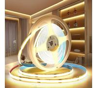 PERVADEO 24V COB LED Strip Lights 5M/16.4ft, 3000K Warm White 8mm Width LED Strips Super Bright LED Tape Lights Uniform Dotless for Bedroom Under Cabinet Kitchen DIY Lighting(No Power Supply)
