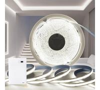 PERVADEO COB Led Light Battery Powered 3 x 1M 5V Battery LED Strip Tape Light Cool White 6000K Self Adhesive Flexible Uniform Dotless Cuttable 320LEDs/M for Bedroom Mirror Cabinet Patio Decor