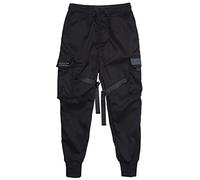 Perwteriy Men Trousers Cargo Pants Harem Pants Overalls Hiphop Punk Jogger Sport for Men Boys Black XLmens Trousers