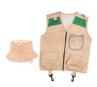 Perwteriy Zoo Keeper Costume for Kids, Fabric Paleontologist Costume Kids Includes Vest & Hat, Children Dress Up Costumes for Halloween, Cosplay & More