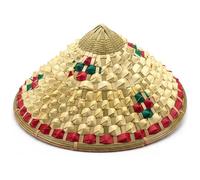 Peryauts Rice Hat 36cm Children's Bamboo Chinese Straw Hat Natural Asian Conical Hats for Outdoor Play, Dance, and Costumes